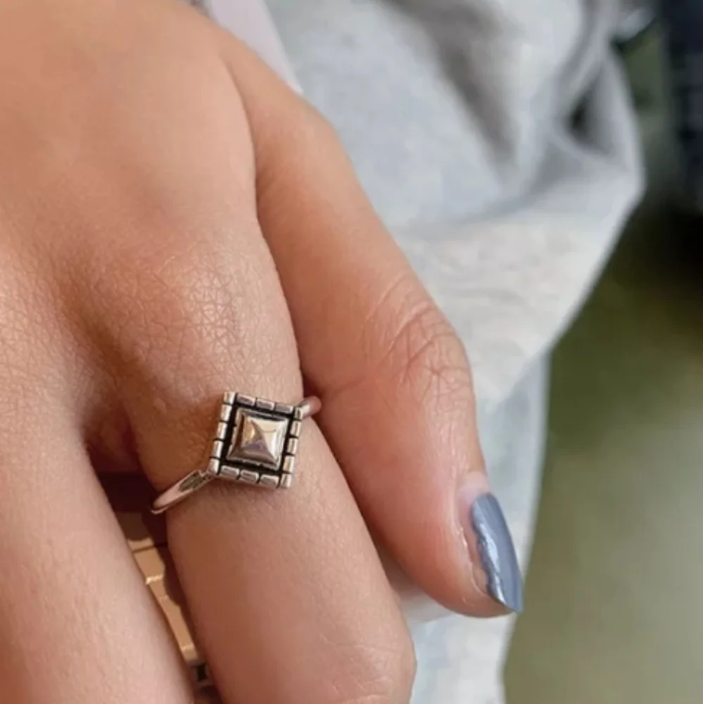 NEW 925 Sterling Silver Diamond‎ Shape Adjustable Band Ring